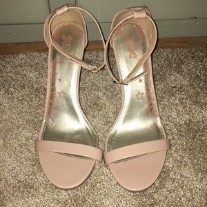 Nude ankle strap heels